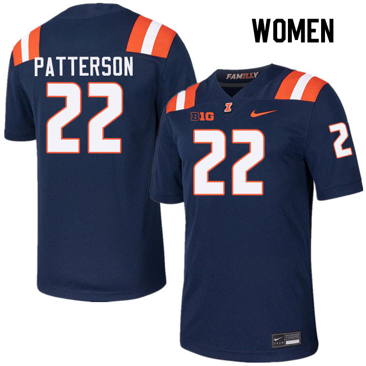 Women #22 Kaleb Patterson Illinois Fighting Illini College Football Jerseys Stitched-Navy